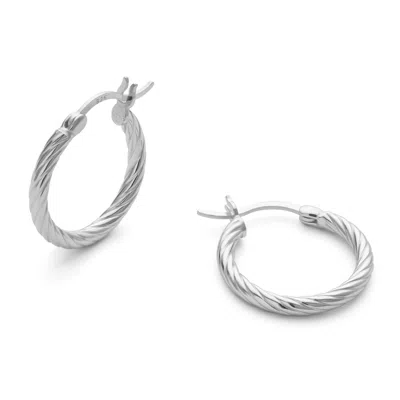 Elk & Bloom Women's Large Sterling Silver Twist Huggie Hoop Earrings