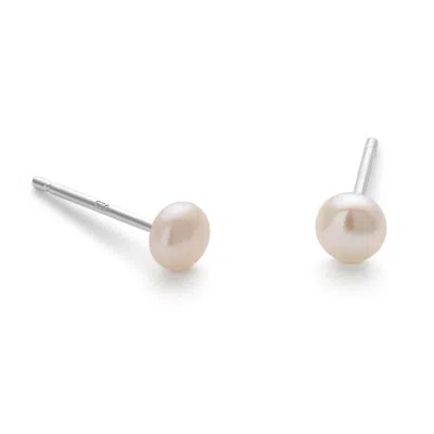 Elk & Bloom Women's Small Silver Real Pearl Stud Earrings