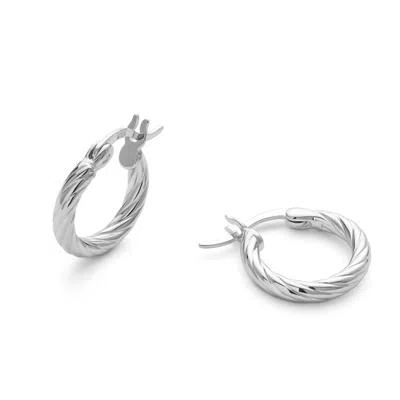 Elk & Bloom Women's Small Sterling Silver Twist Huggie Hoop Earrings