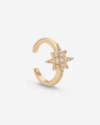 Elk & Bloom Women's Solitaire Star 14k Gold Huggie Hoop Ear Cuff