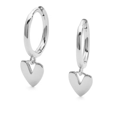 Elk & Bloom Women's Sterling Silver Love Heart Hoop Earrings