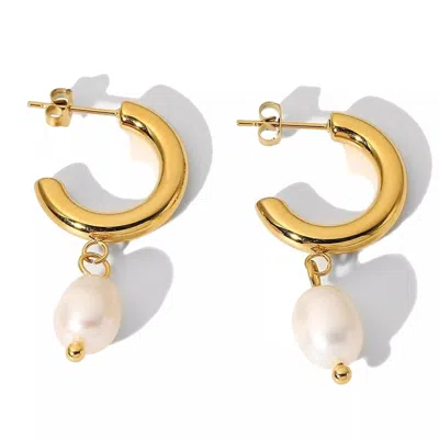 Elk & Bloom Women's Thick Gold Freshwater Earrings