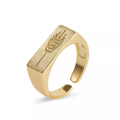 Elk & Bloom Women's Thick Gold Wheat Signet Ring