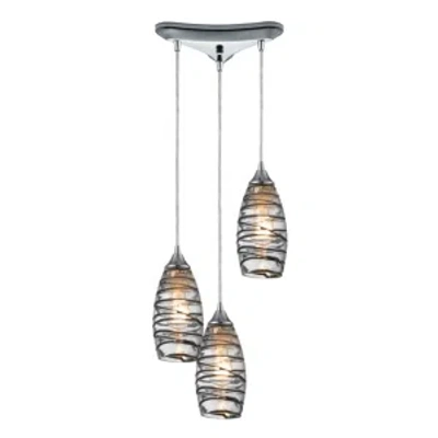 Elk Lighting Twister 3- Light Pendant In Polished Chrome