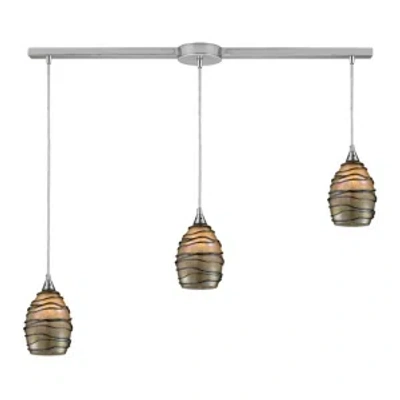 Elk Lighting Vines 3-light Linear Pendant In Satin Nickel In Silver