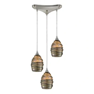 Elk Lighting Vines 3-light Pendant In Satin Nickel In Silver