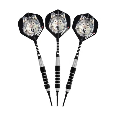 Elkadart Lone Wolf Soft Tip Darts Silver With Black Knurling - 16 G