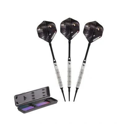 Elkadart Wizard 80% Tungsten Knurled And Ringed Soft Tip Darts 16 Grams In Black