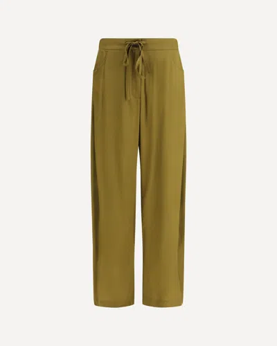 Ella Barrel-leg Pants With Drawstring In Viscose In Green