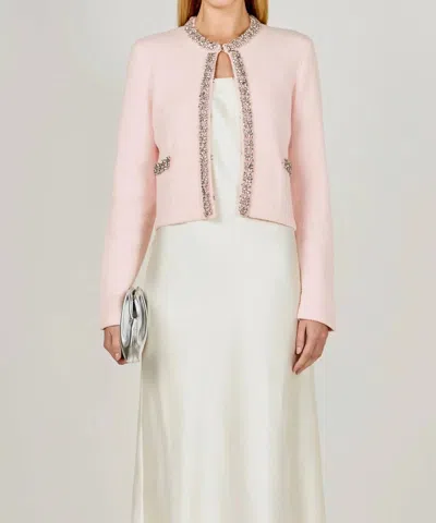 Ella Blu Boutique Jewel Trim Cardigan In Pink