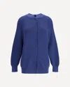 Ella Bomber Sweater With An Hook-and-eye Closure In Blue