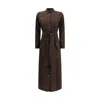 Ella Brown Silk Casual Dress In Brown