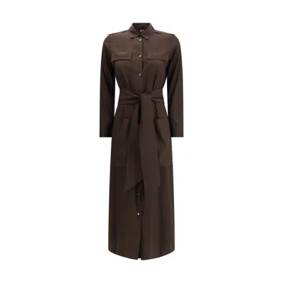 ELLA BROWN SILK CASUAL DRESS