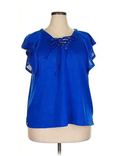 Pre-owned Ella By Rafaella Short Sleeve Blouse In Blue