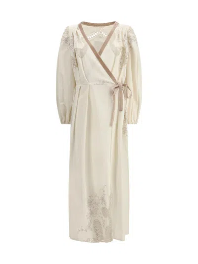 Ella Impero Long Dress In Beige