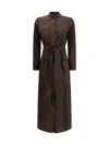 Ella Brown Silk Casual Dress In Brown