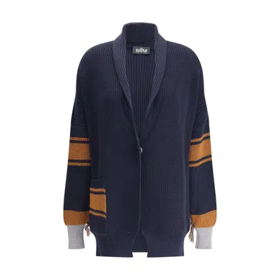 Ella Fringed Women's Cardigan In Blue