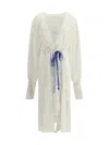 Ella Crocheted Design Long Jacket In White