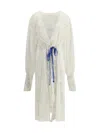 Ella Crocheted Design Long Jacket In White