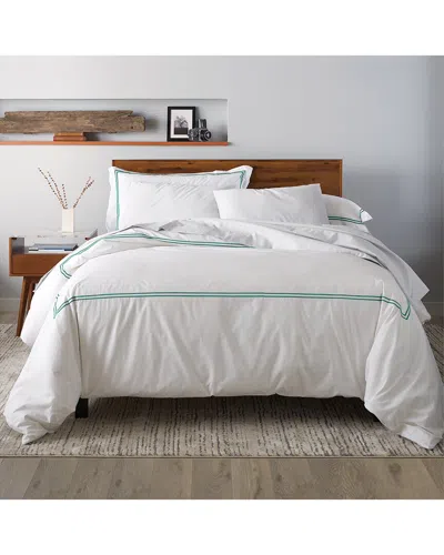 Ella Jayne Cotton Duvet Cover With Satin Stitching 3pc Set In Green