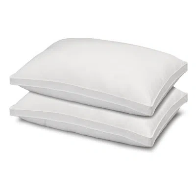 Ella Jayne Home Exquisite Hotel Gussetted Microfiber Pillow, Soft Density (set Of 2) In White