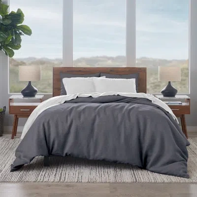Ella Jayne Home French Linen Cotton 3-piece Duvet Cover Set In Charcoal