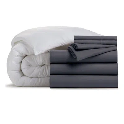 Ella Jayne Home Home Cozy Touch Microfiber 8-piece Bundle: Microfiber Sheet 4-piece Set, Microfiber Duvet Cover 3-pi In Charcoal