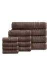 Ella Jayne Home Solid Cotton 12-piece Towel Set In Brown