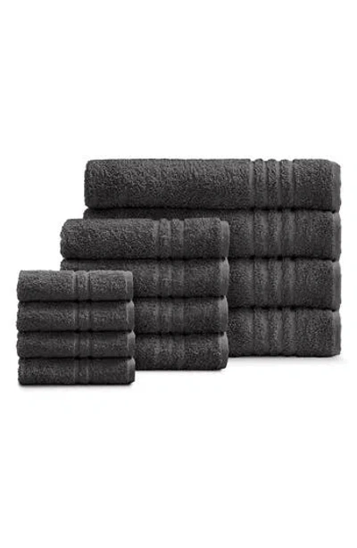 Ella Jayne Home Solid Cotton 12-piece Towel Set In Charcoal