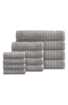 Ella Jayne Home Solid Cotton 12-piece Towel Set In Grey