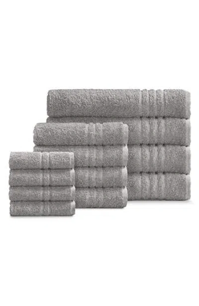 Ella Jayne Home Solid Cotton 12-piece Towel Set In Grey