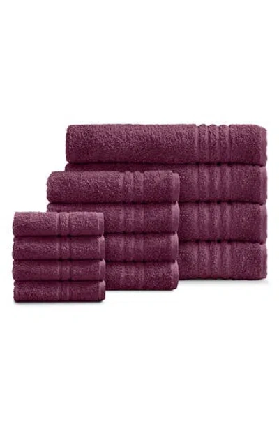 Ella Jayne Home Solid Cotton 12-piece Towel Set In Purple