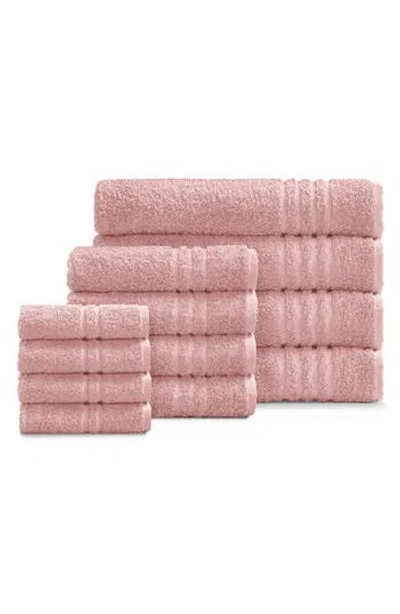 Ella Jayne Home Solid Cotton 12-piece Towel Set In Rose