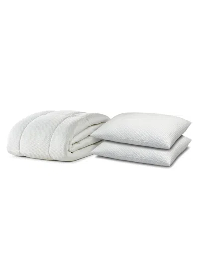 Ella Jayne Honeycomb 3-piece Mattress Pad & Pillow Set In White