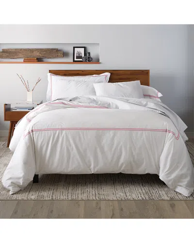 ELLA JAYNE LUXURY DOWN COMFORTER & DUVET COVER 4-PIECE BUNDLE: WHITE DOWN COMFORTER, SATIN STITCH DUVET COVER