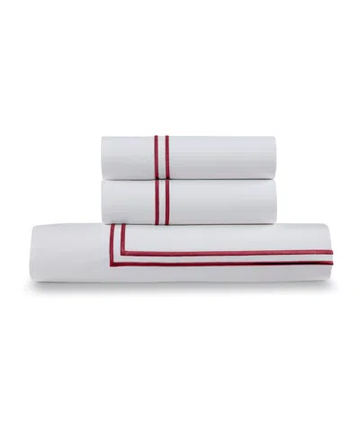 Ella Jayne Percale Satin Stitched 3-pc. Duvet Cover Set, Twin/twin Xl In Garnet Red