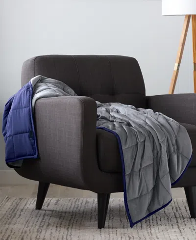 Ella Jayne Reversible Anti-anxiety 12lb Weighted Blanket In Grey,navy