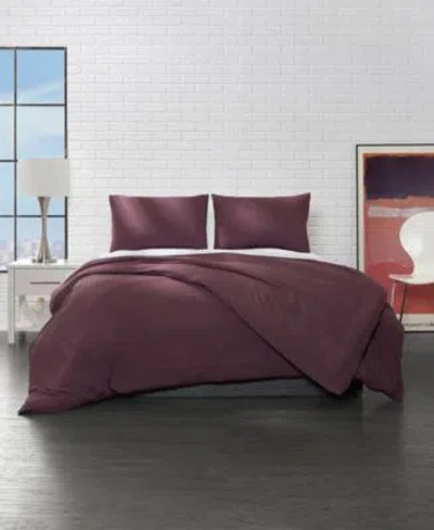 Ella Jayne Solid Microfiber Duvet Cover Sets In Burgundy