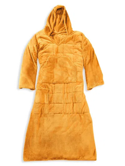 Ella Jayne Kids' Women's Hooded Plush Blanket Robe In Yellow