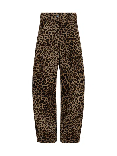 ELLA ELLA LEOPARD-PRINT COTTON TROUSERS