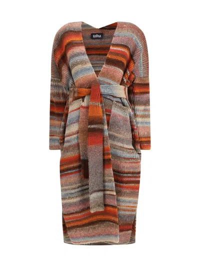 Ella Long Belted Sweater In Multi