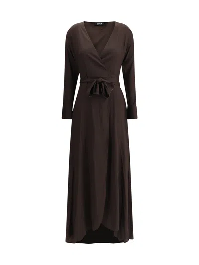 Ella Long Chemisier Dress In Brown