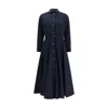Ella Long Flared Dress In Blue