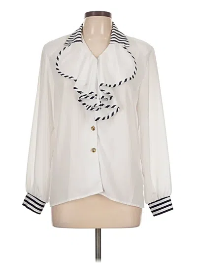Pre-owned Ella Long Sleeve Blouse In White