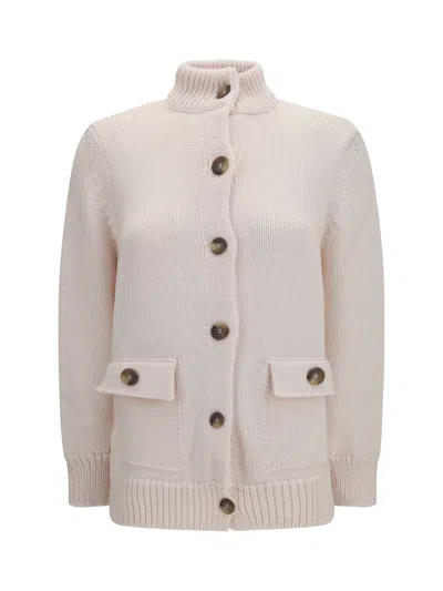 Ella Merino Wool Button-front Cardigan In Neutral