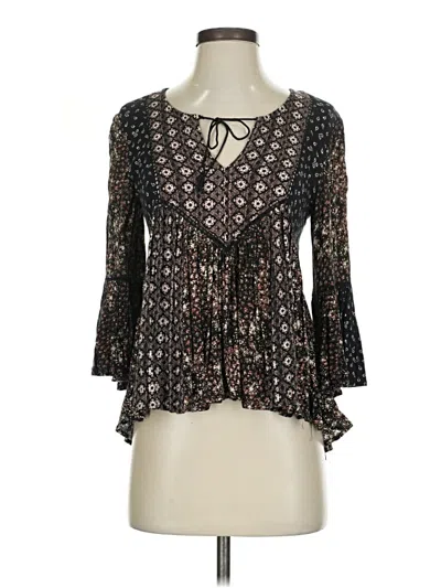 Pre-owned Ella Moss 3/4 Sleeve Blouse In Black