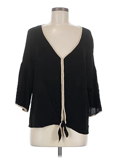 Pre-owned Ella Moss 3/4 Sleeve Blouse In Black