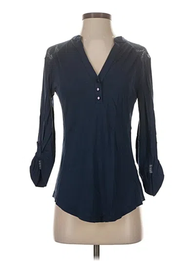 Pre-owned Ella Moss 3/4 Sleeve Blouse In Blue