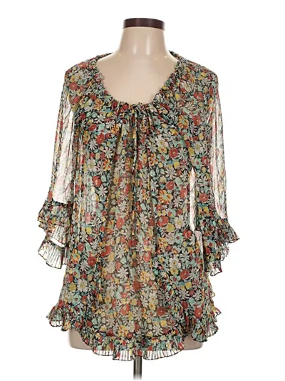 Pre-owned Ella Moss 3/4 Sleeve Blouse In Brown