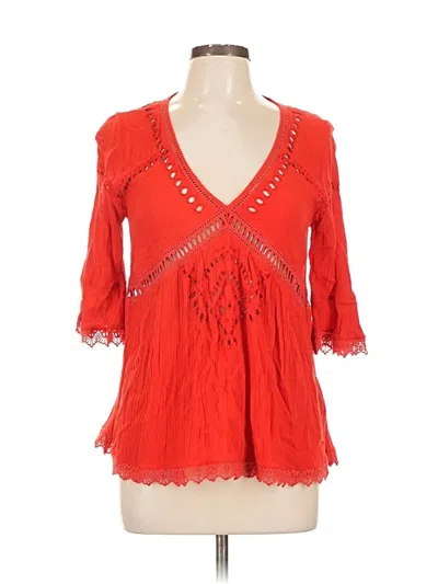 Pre-owned Ella Moss 3/4 Sleeve Blouse In Red